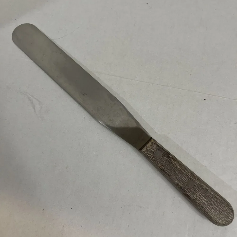 Vintage Wooden Handle Icing Frosting Spatula Stainless Steel 12”